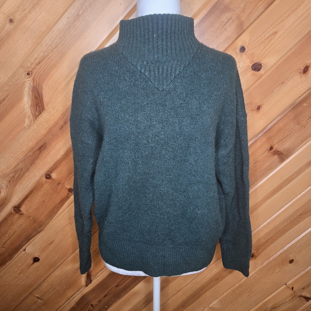 Madewell Women's Dillon Mockneck Pullover Sweater Sz Small Green Wool Blend